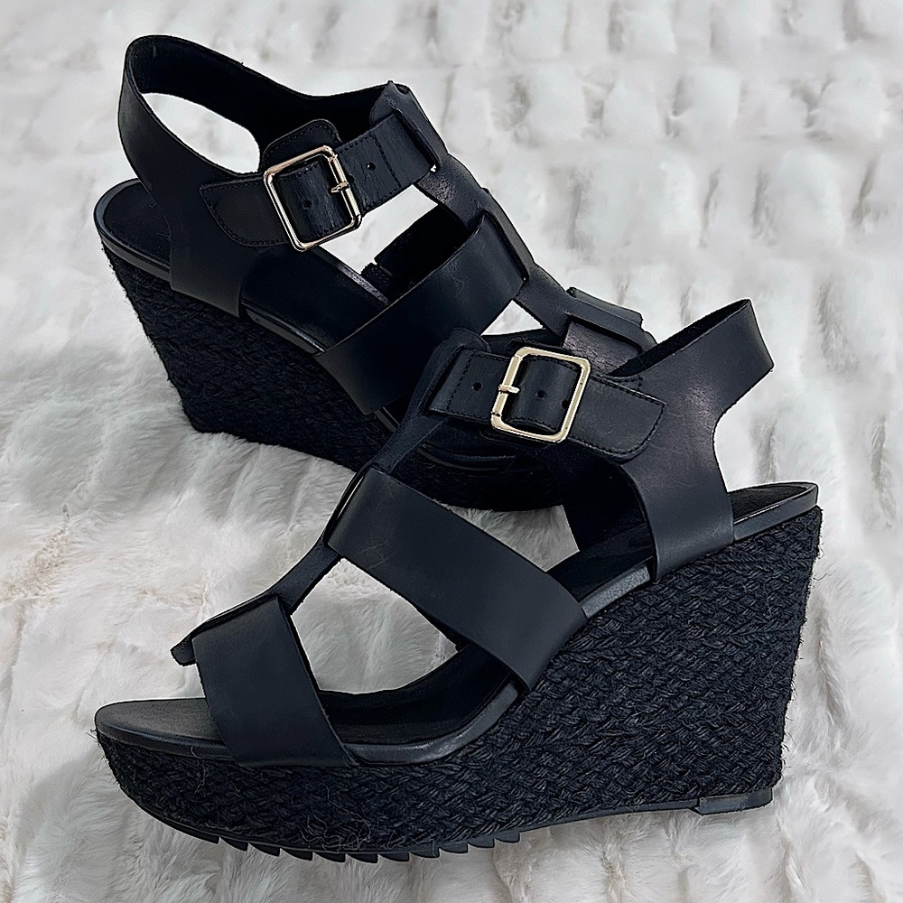 Clarks Leather Gladiator Wedge Sandals